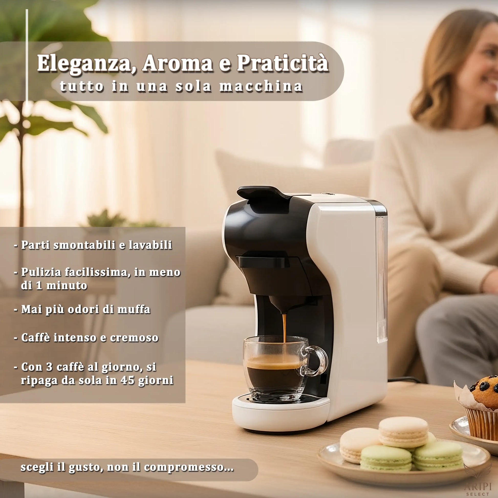Macchina da Caffè 7 in 1 Camry colore bianco, eleganza. aroma e praticipà