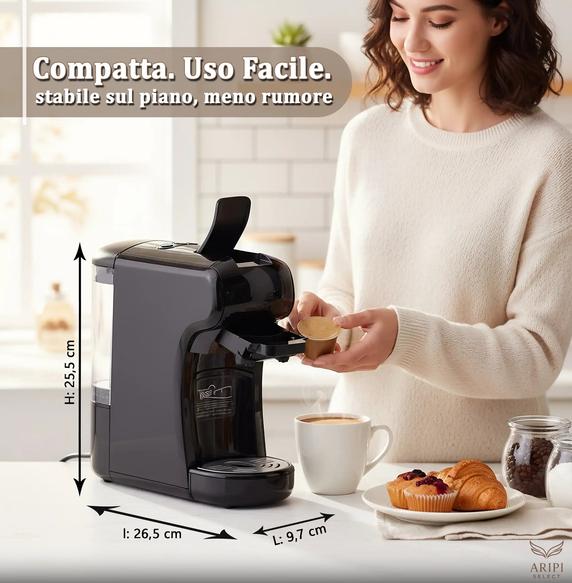 Macchina caffè Camry 7in 1, compatta, uso facile
