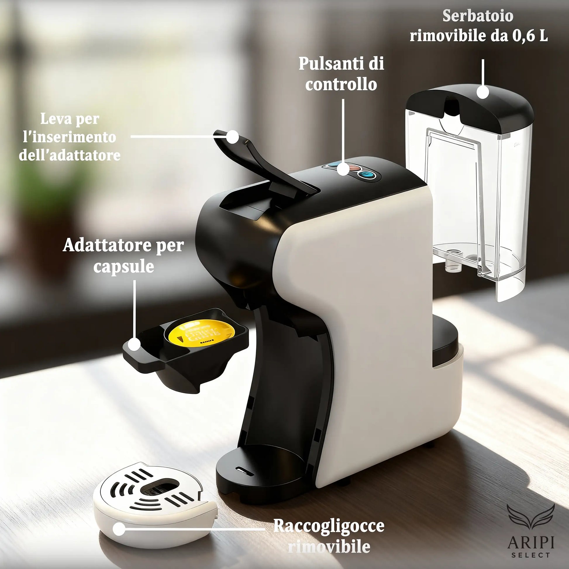 Macchina da Caffè 7 in 1 Camry colore bianco , dettagli 