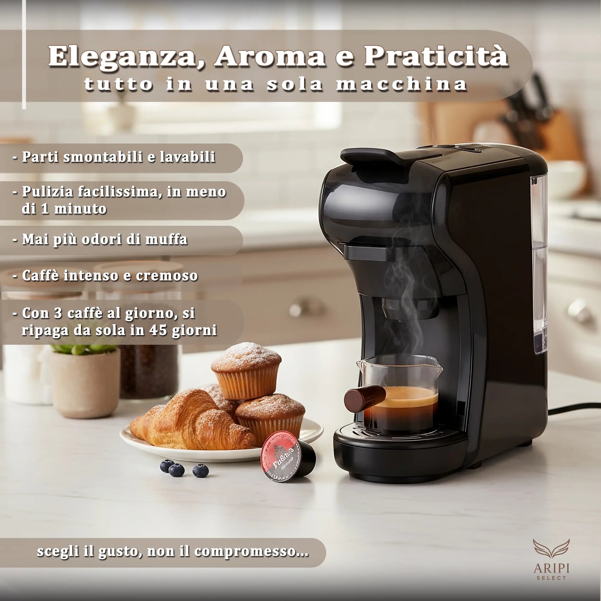 Macchina da caffè Camry 7 in 1, caffè intenso e cremoso