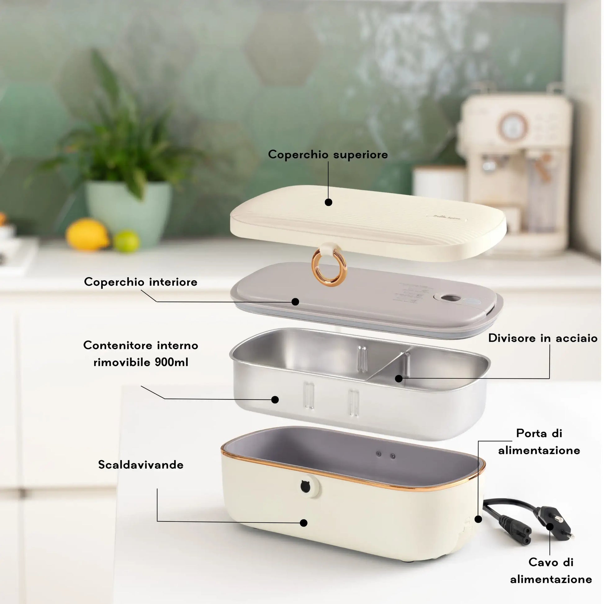 Scaldavivande elettrico portatile Bella Epoca colore beige sabbia, dettagli del prodotto
