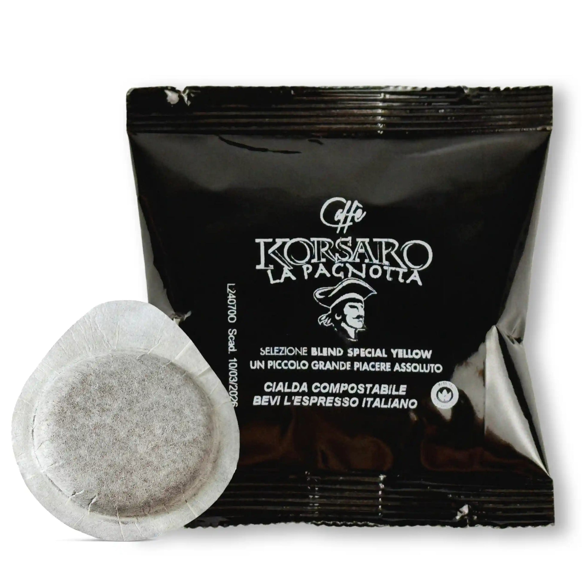 Cialde ESE 44 Special Yellow Korsaro: selezione e tostatura artigianale, note di cioccolato e frutta