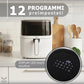 Friggitrice ad aria bianca 5L con 12 programmi preimpostati e display LED touch intuitivo per una facile selezione.