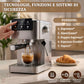 Machine à expresso manuelle Adler AD 4390 - Professionnelle 20 bars, Thermoblock, en acier inoxydable avec buse vapeur, chauffe-tasses et écran tactile