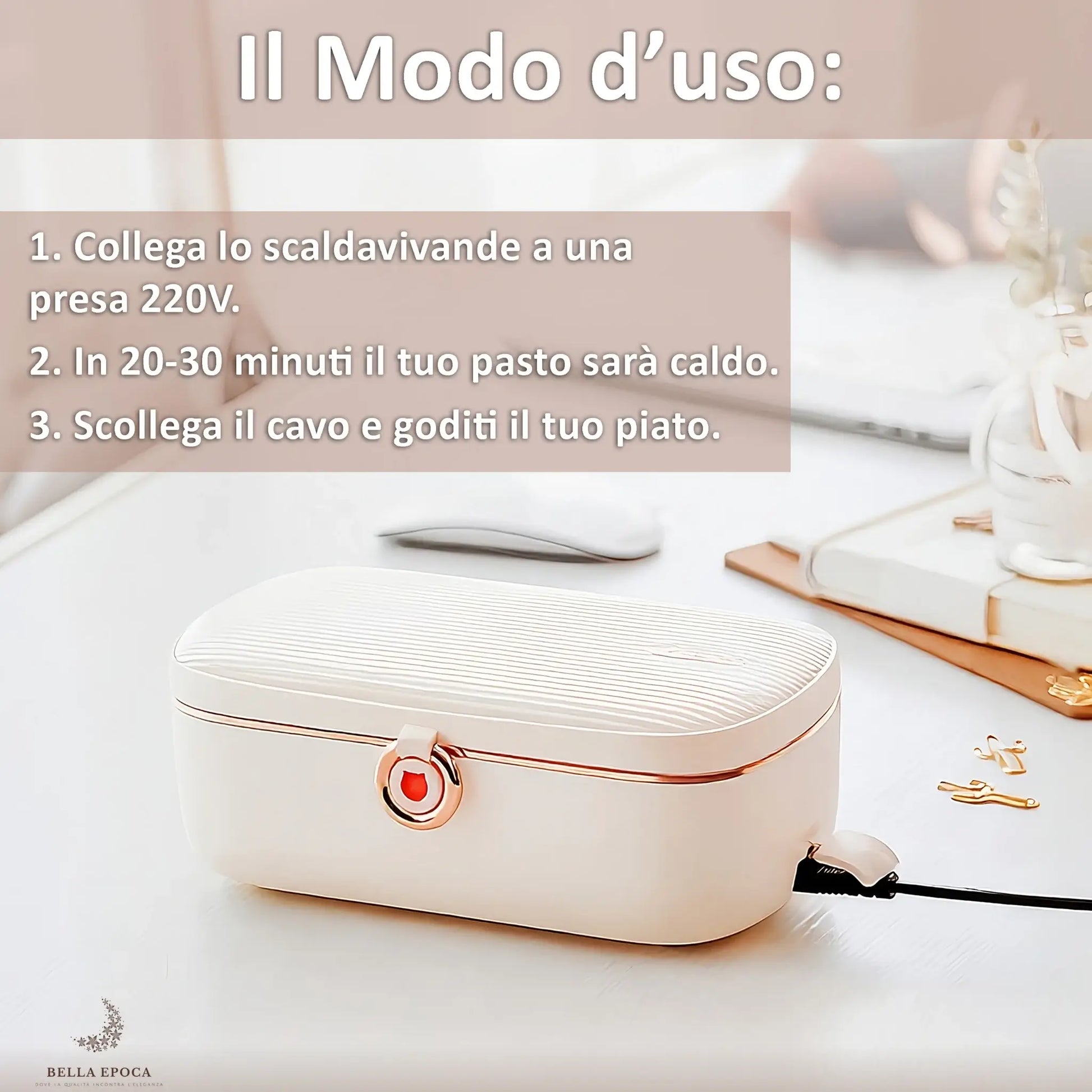 Scaldavivande elettrico 220V. Semplici istruzioni per l'uso: collega, attendi 20-30 minuti e gusta il pasto caldo