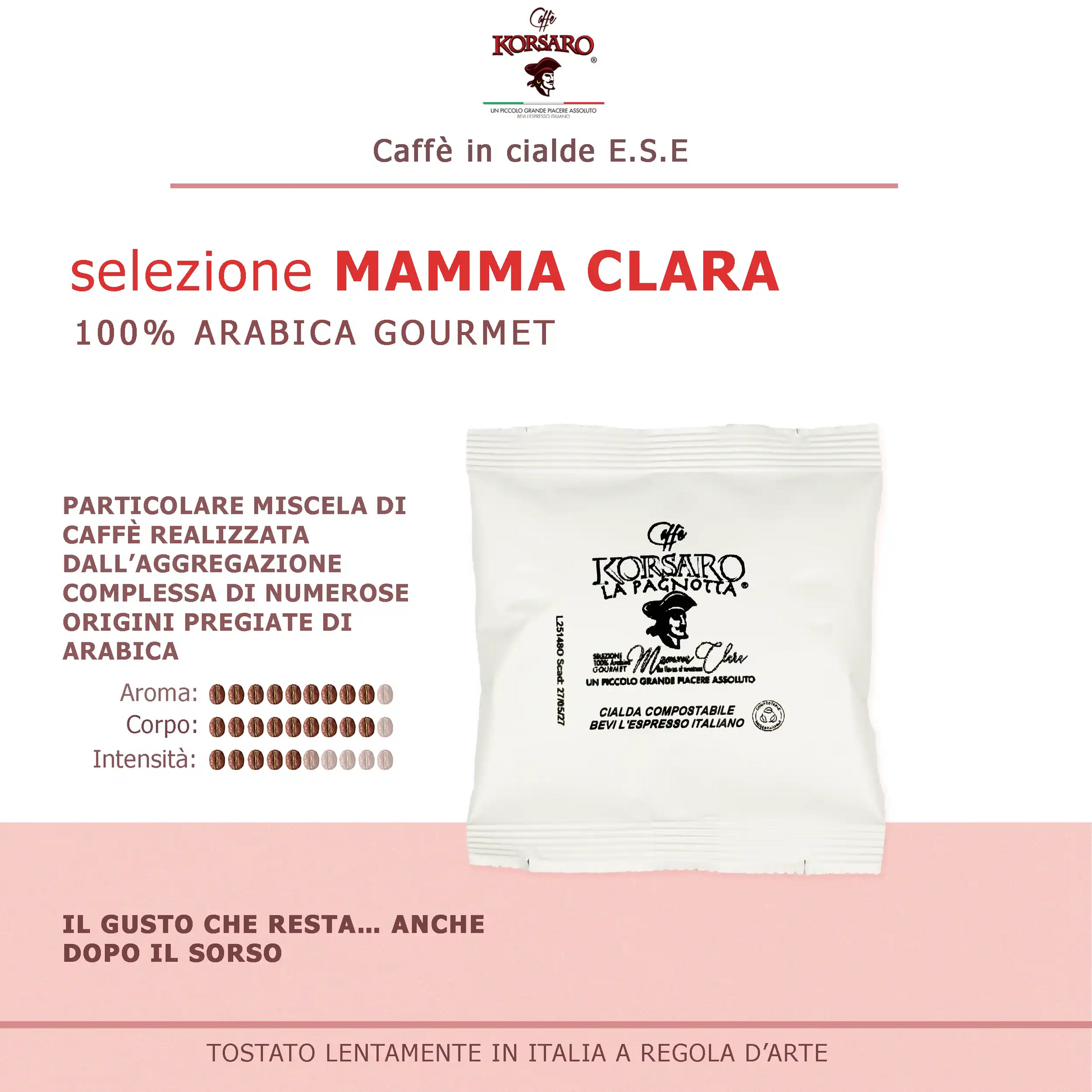 Scheda tecnica miscela MAMMA CLARA Cialde ESE 44 Korsaro tostatura artigianale